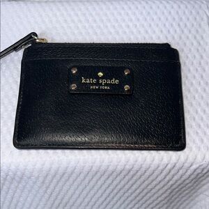 Kate Spade Black Leather Zip Pouch